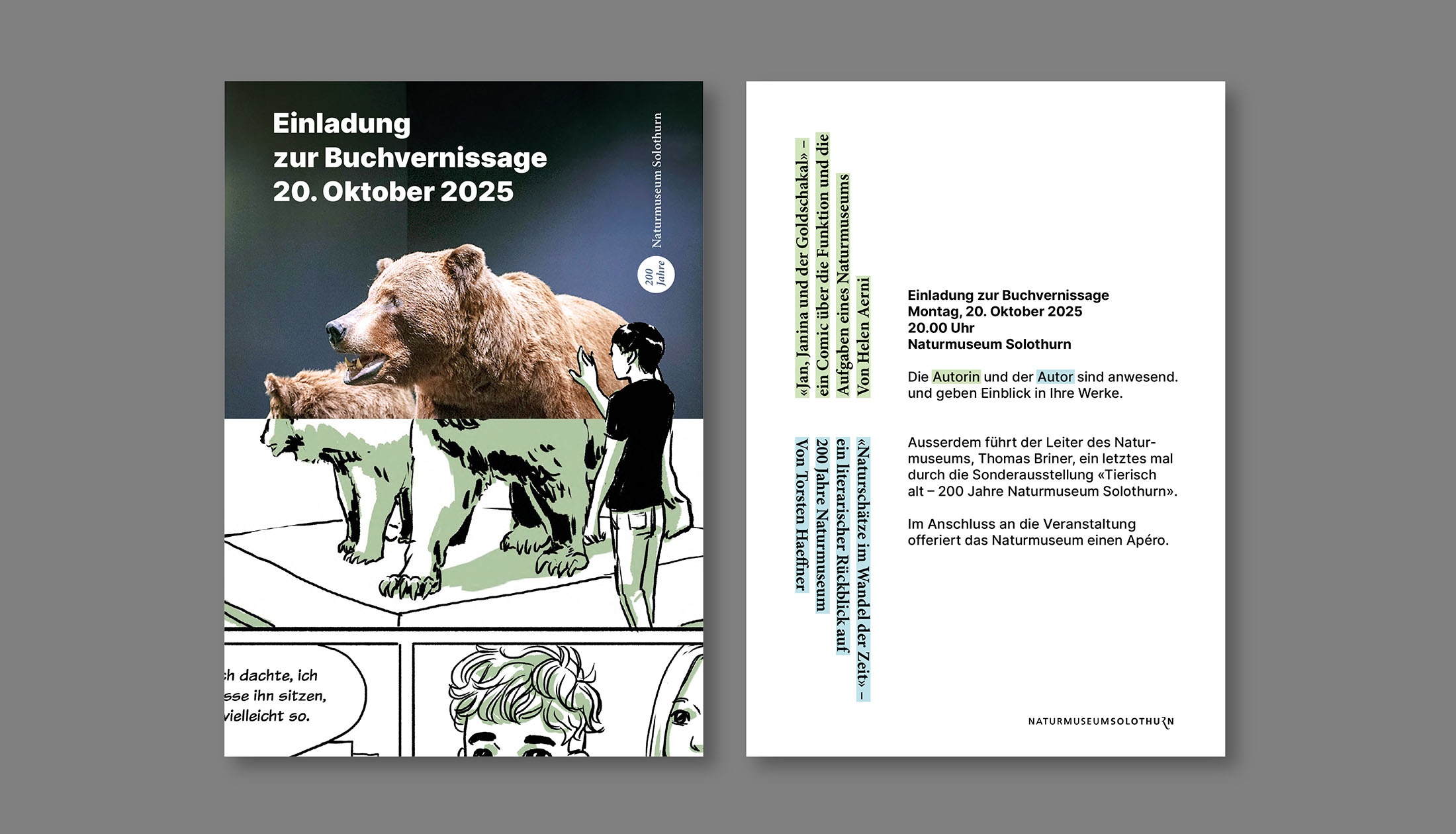 Einladungskarte für Buchvernissage 200 Jahre Naturmuseum Solothurn