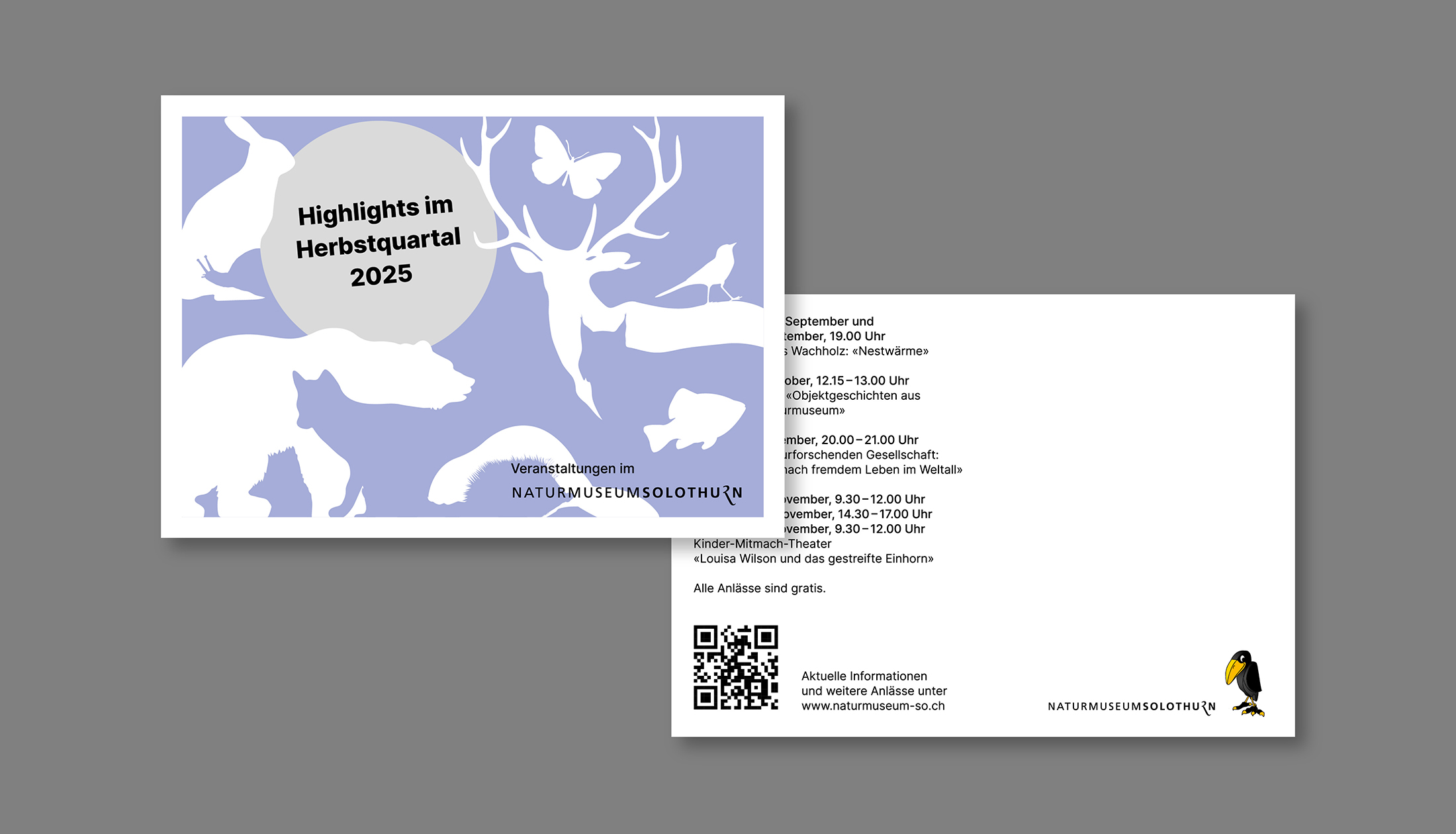 Postkarte mit Programm Naturmuseum Solothurn